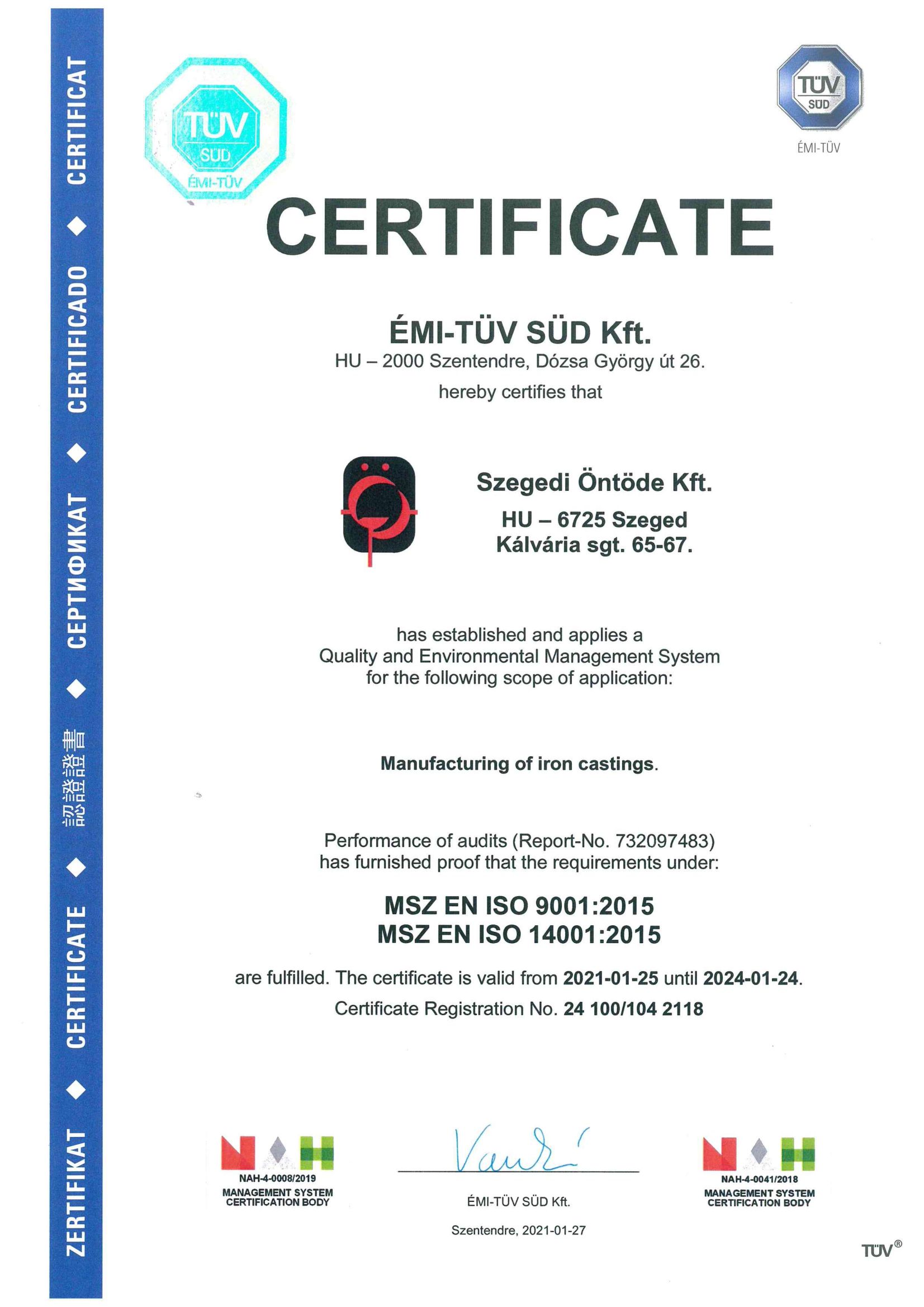 TÜV certification